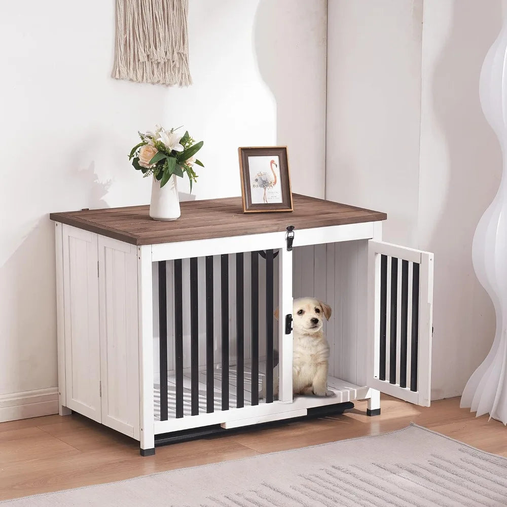 Wooden Dog Crate Furniture, End Table No Assembly Needed Medium