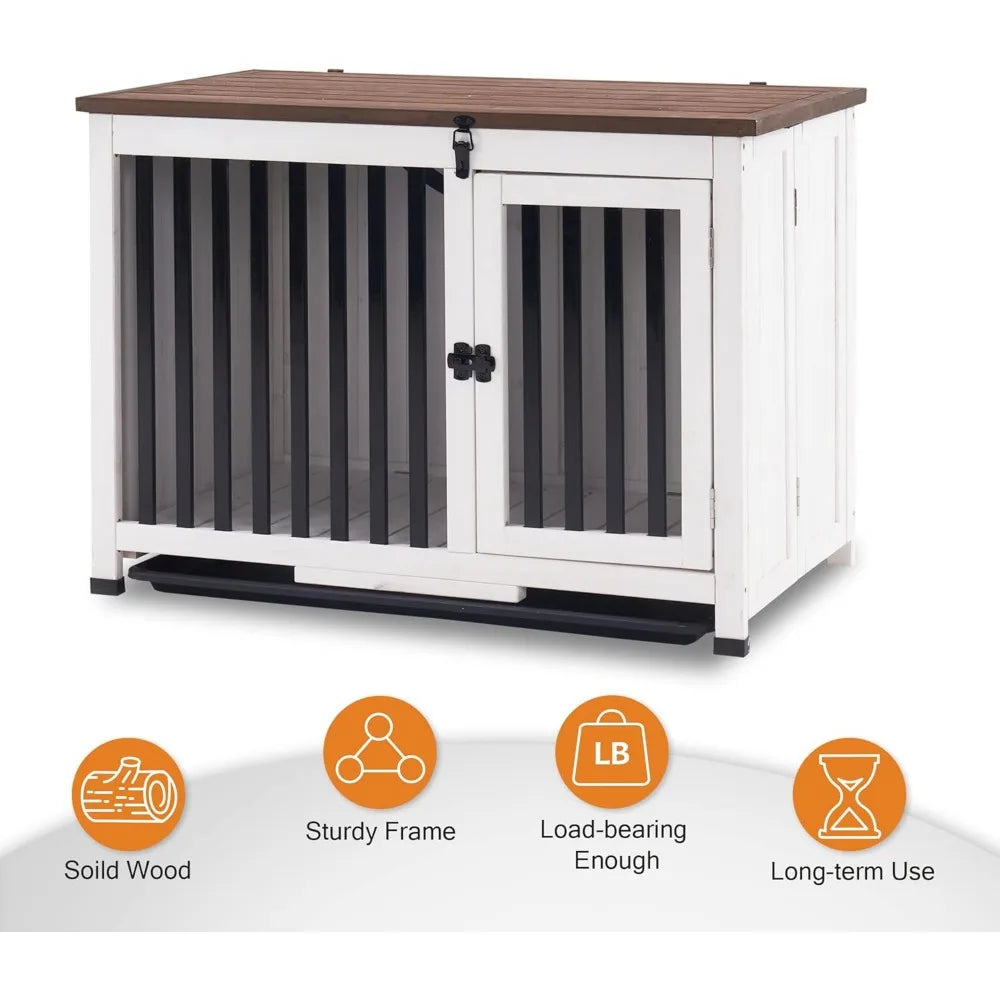 Wooden Dog Crate Furniture, End Table No Assembly Needed Medium