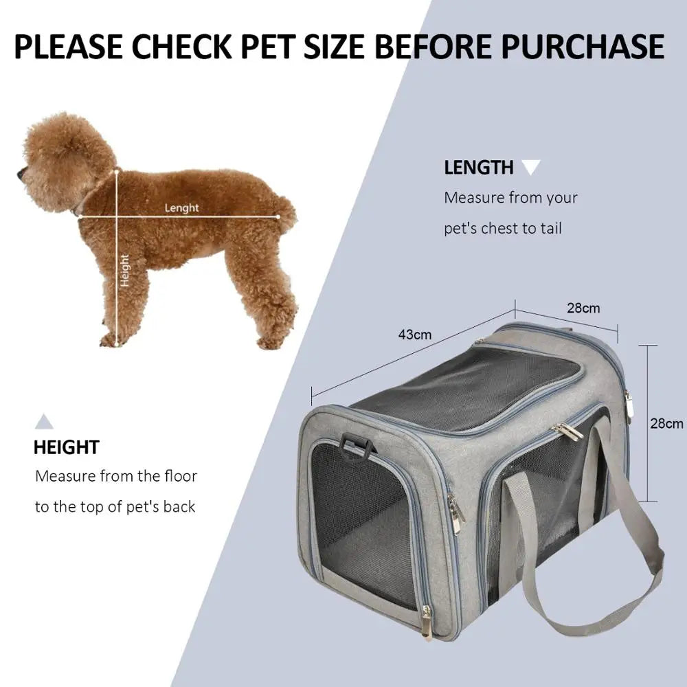 Dog Carrier Bag Soft Side Backpack Cat Pet Carriers Dog Travel Bags Airline Approved