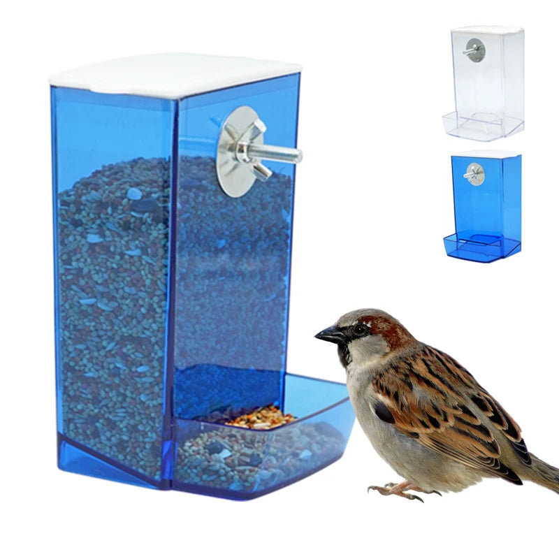 Parrots Birds Feeding Box Food Dispenser Antisplash Cage Screw Food Dispenser.