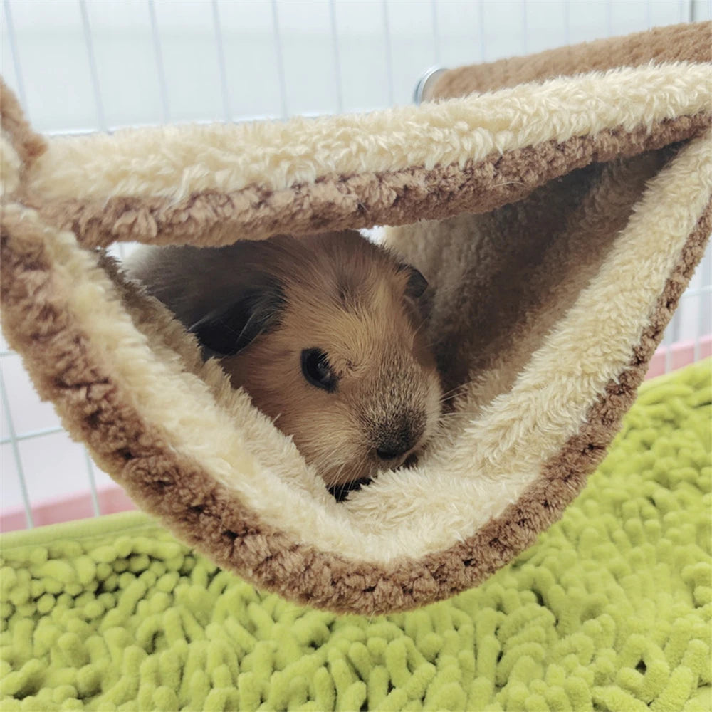 Soft Tricken Plush Hamster Hanging Hammock Cotton Sleeping Bed Hut Tent.