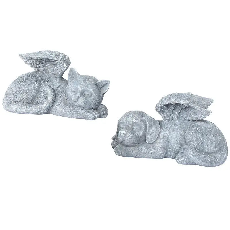 Dog Sleeping Angel Wings Memorial Statue Souvenir Grave Marker Figurine.