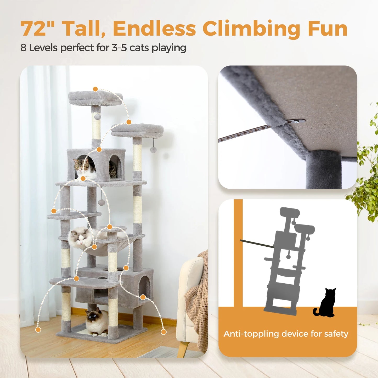 184cm Large Cat Tree and Tower for Indoor Cats.