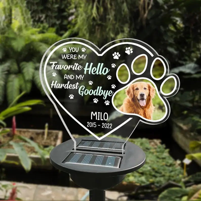 Personalized Pet Memorial Solar Light Custom Dog Photo Grave Decorations.