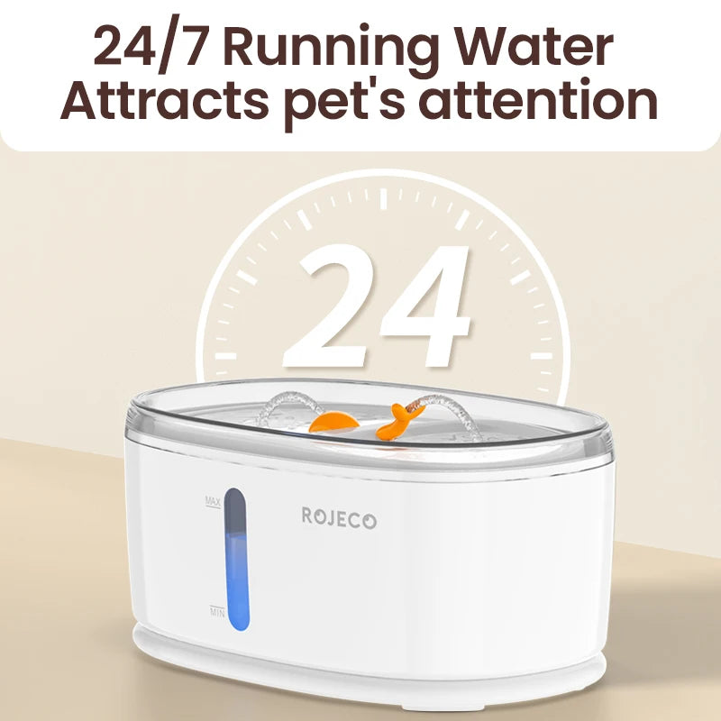 ROJECO Automatic Pet Water Fountain Dual Bowls Cat Water Dispenser.