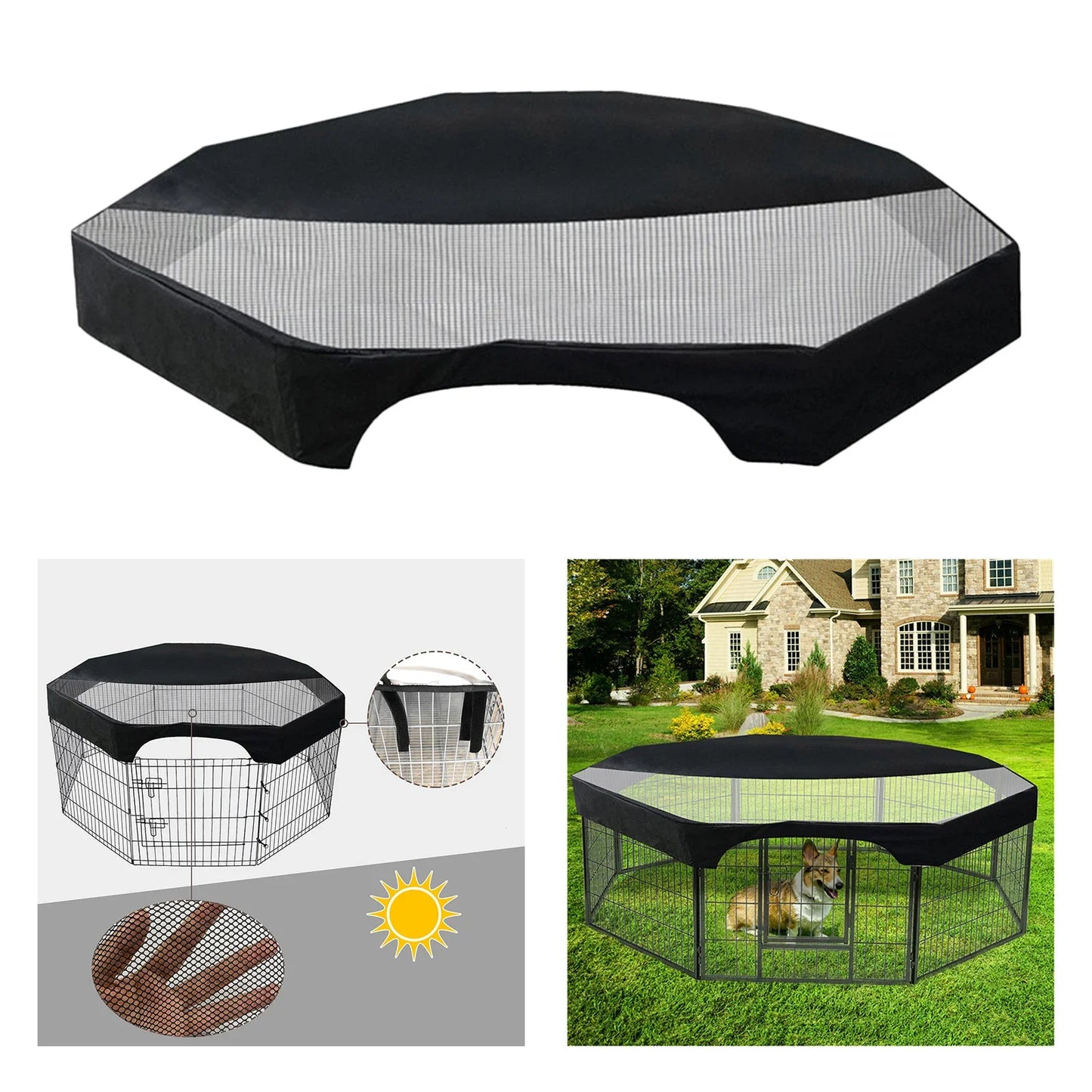 Octagon Pet Playpen Cover Portable Cage Cover Enclosure Dog Puppy Rabbit .