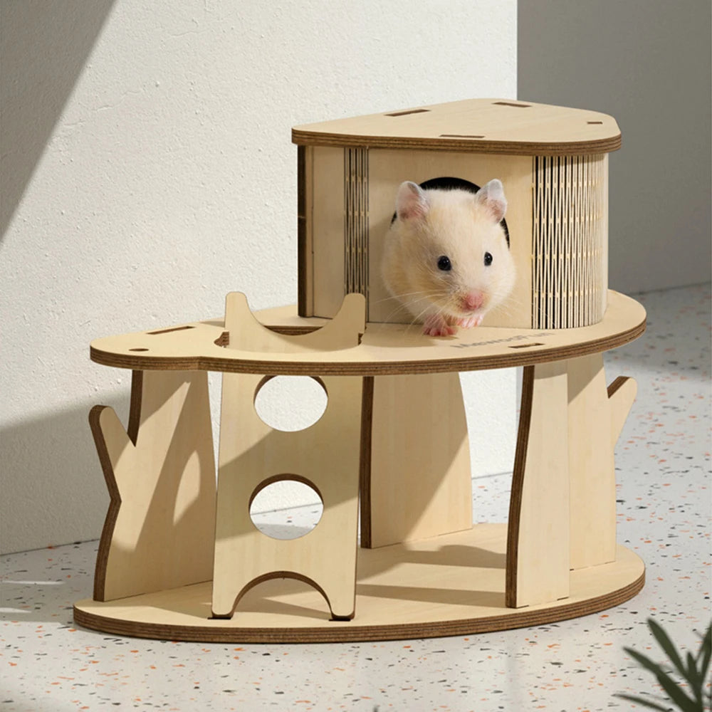 Hamster Cage Guinea Pig Tree House Climbing Shelter Toy Rodents Hideout'