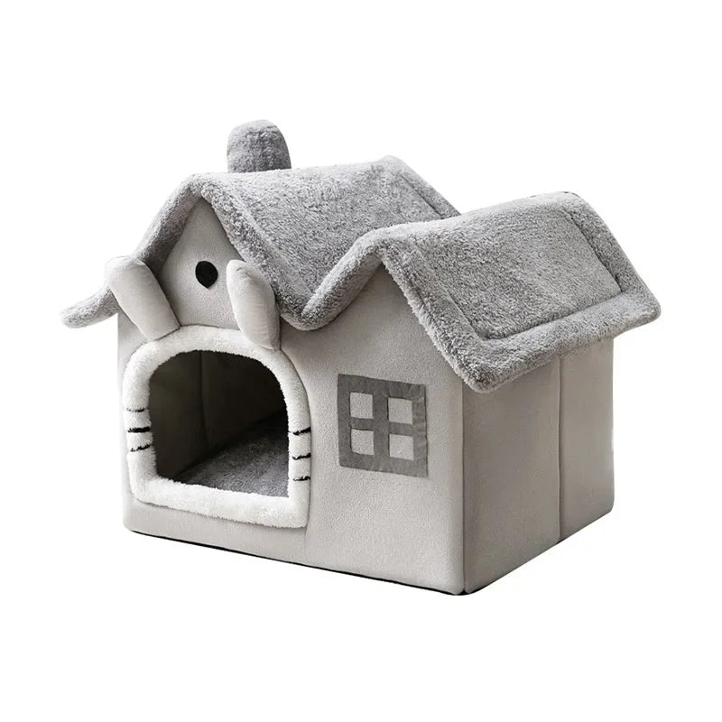 Foldable Cat House Winter Warm Chihuahua Cave Bed Puppy House Deep Sleep