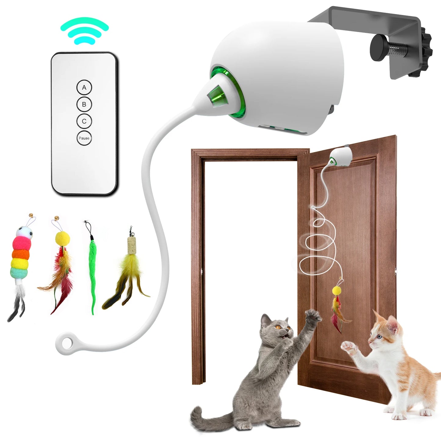 Interactive Cat Feather Toys, Hanging Electric Cat Toys for Indoor Cats.