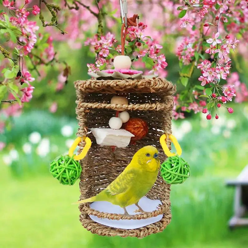 Bird Nest Breathable Seagrass Bird House Hang Swing Nest Toy For Small Birds Conures