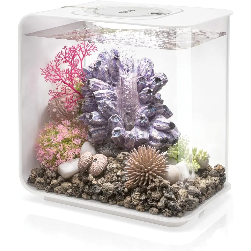 Acrylic Aquarium With White LED Light Modern Tank for Tabletop Display.