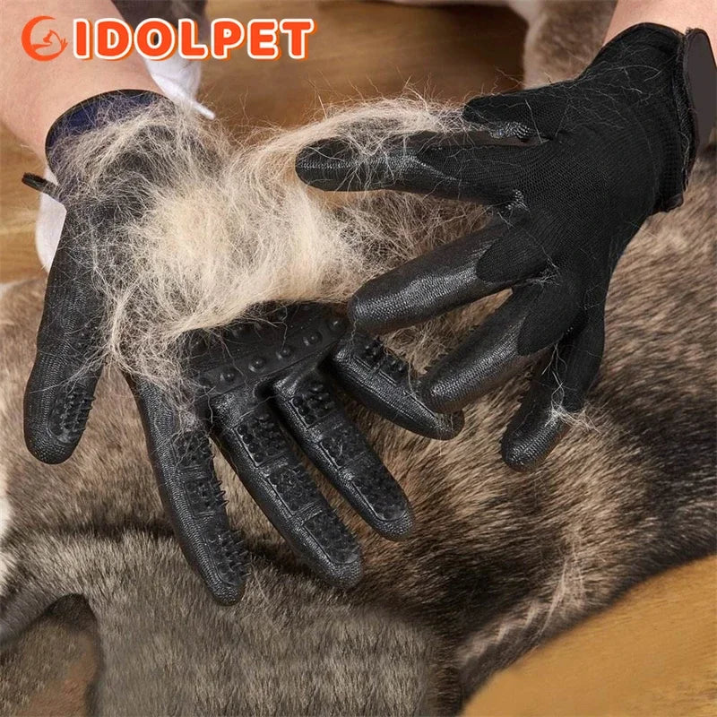 Pet Grooming Gloves Shedding Bathing Hair Remover Gloves .