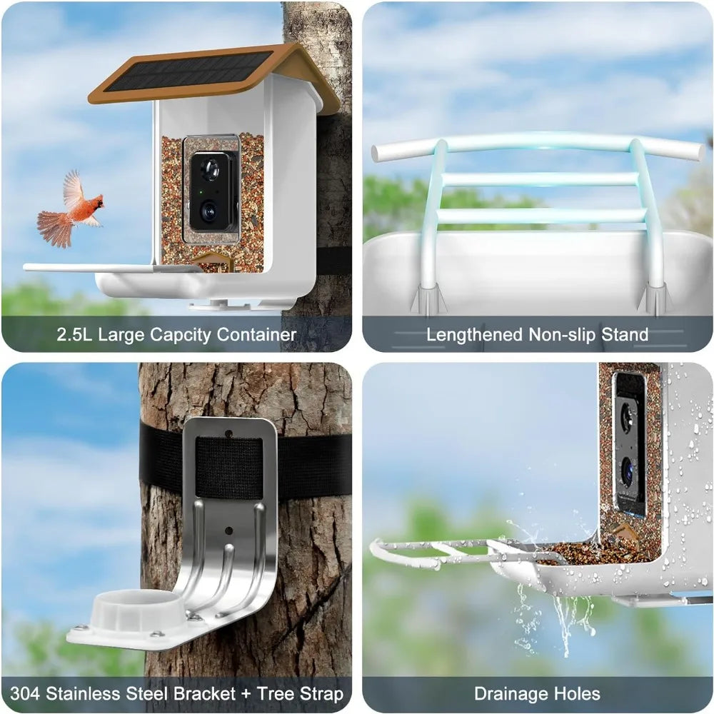 Smart Bird Feeder Camera, Free AI Forever, 1080P HD Camera.