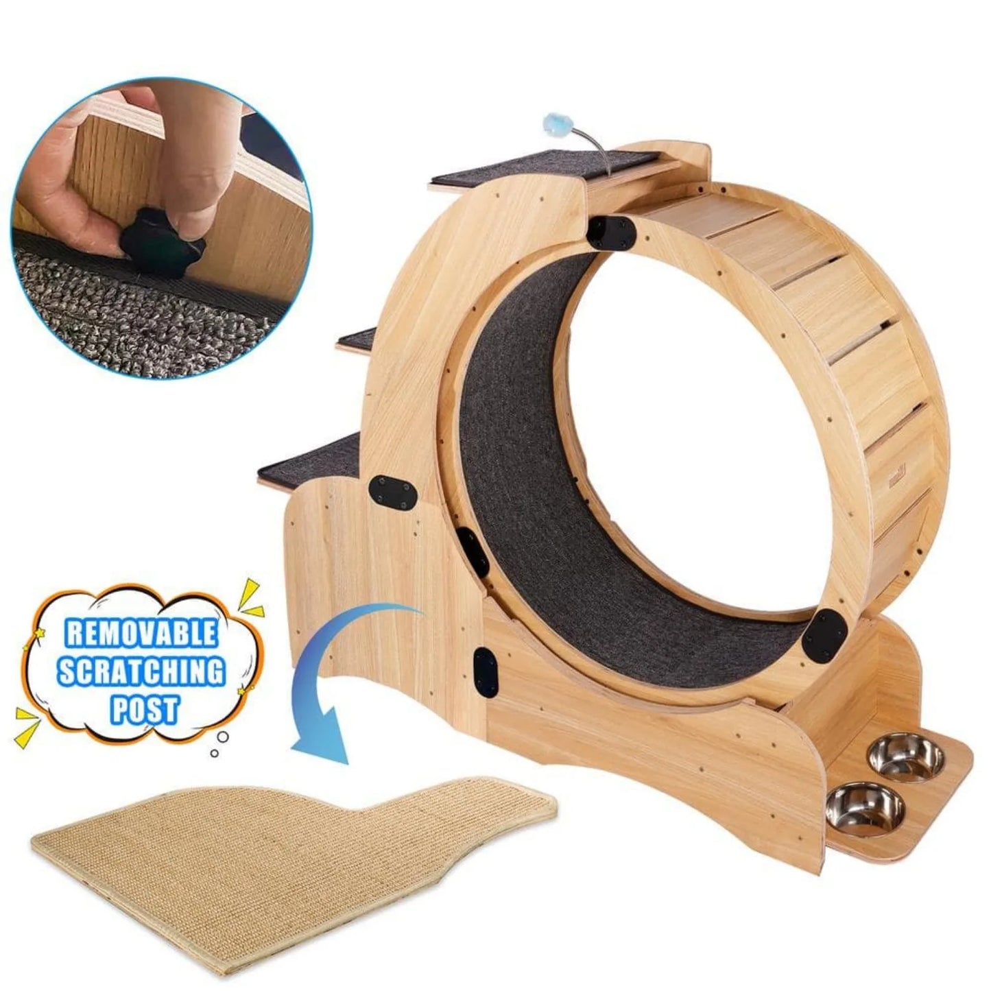 Cats Wheel Wood Climbing Frame Cat Litter Fitness Wheel Oversized Roller Cat Activity Center