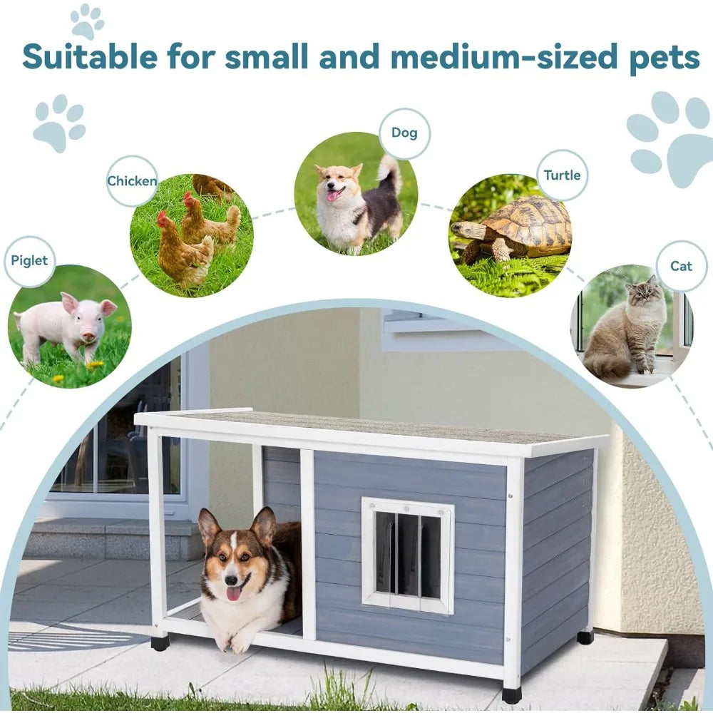 Dog House Outdoor with Porch and Window,r Medium Small Dogs, Durable.