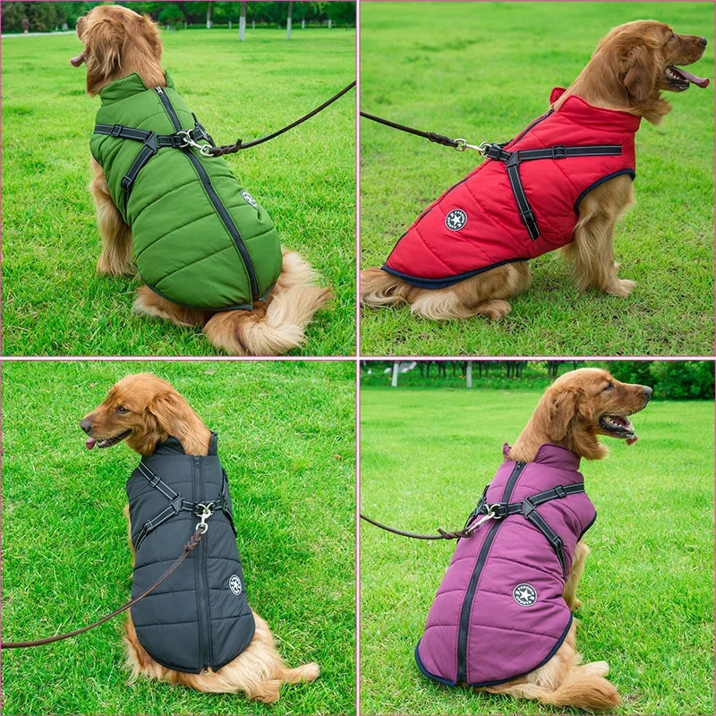 Waterproof Warm Dog Jacket Vest Winter Dog Clothes With Harness Small Large Dogs Chihuahua