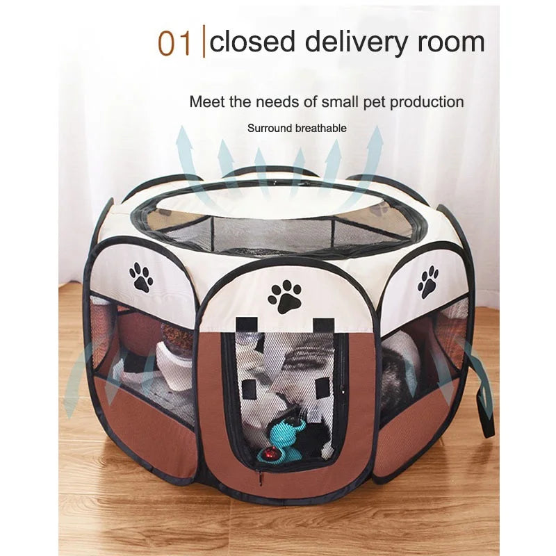 Portable Folding Outdoor Travel Pet Tent Cat/Dog Cage Easy Operation .