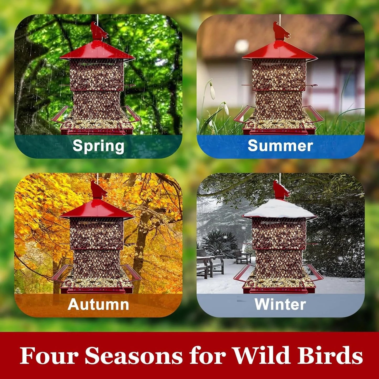 Bird Feeders for Outdoors, 6.5 lbs Large Capacity Metal Mesh Wild Bird Feeder.