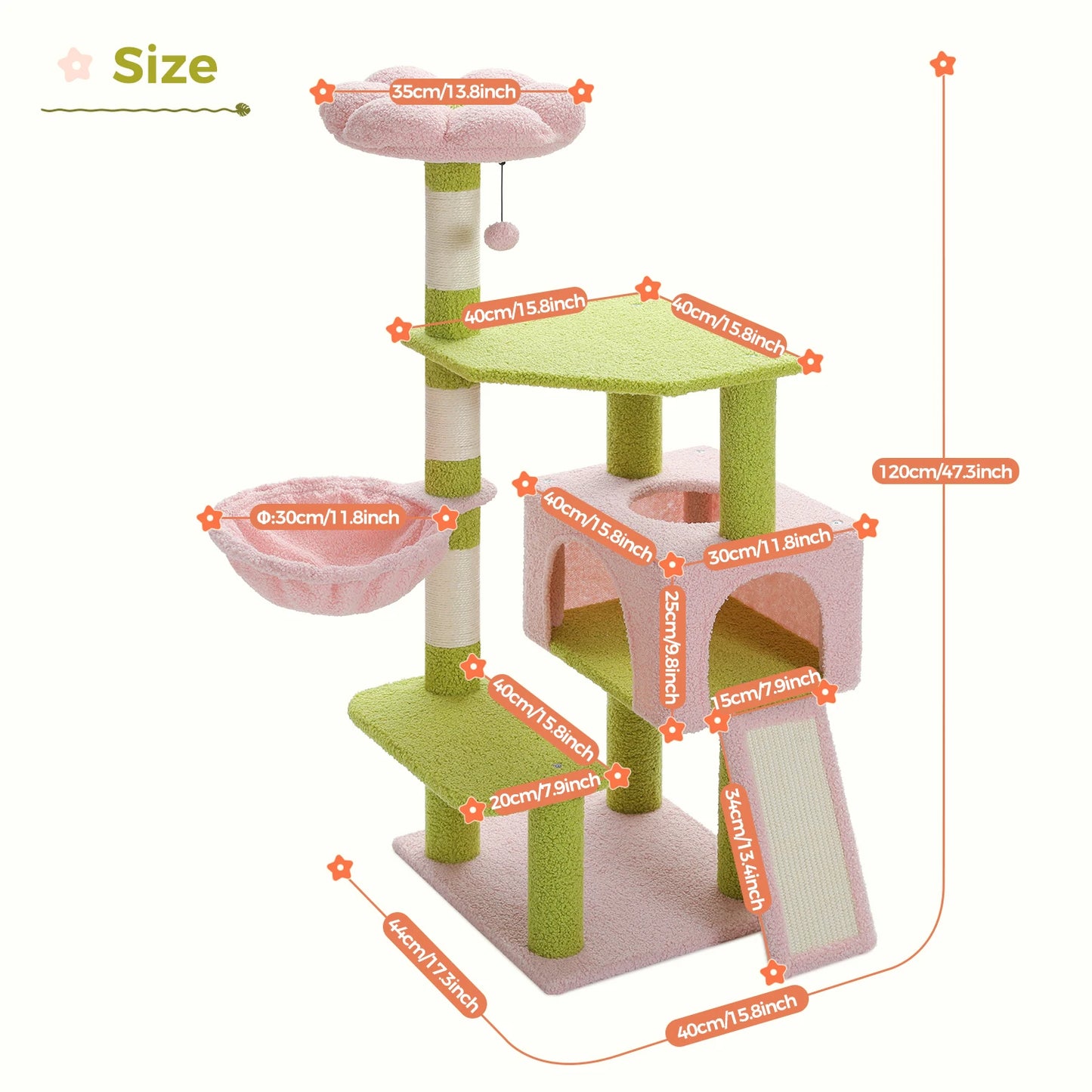 Cat Tree Multi-Level Cat Tower with Sisal Covered Scratching Posts .