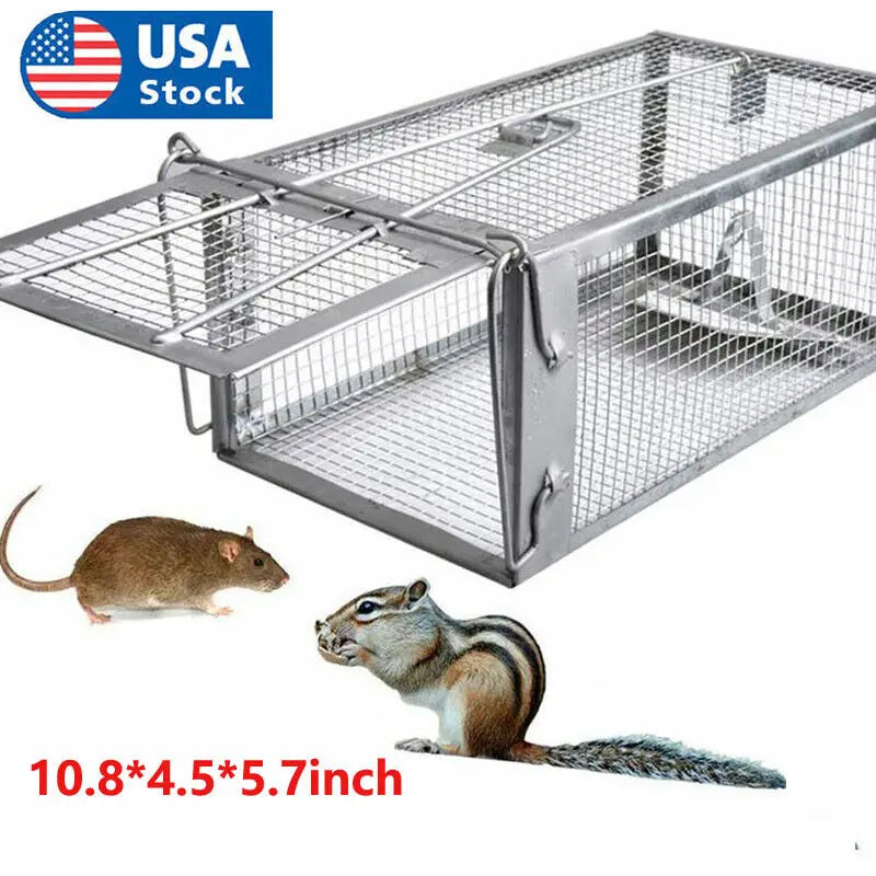 US Live Animal Trap 32"X12.5"X12"Steel Cage Humane Rodent Cage