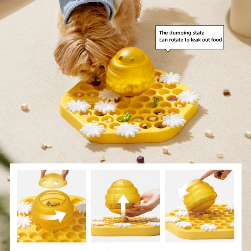 Honeycomb Shaped Interactive Dog Puzzle Toys Slow Feeder.