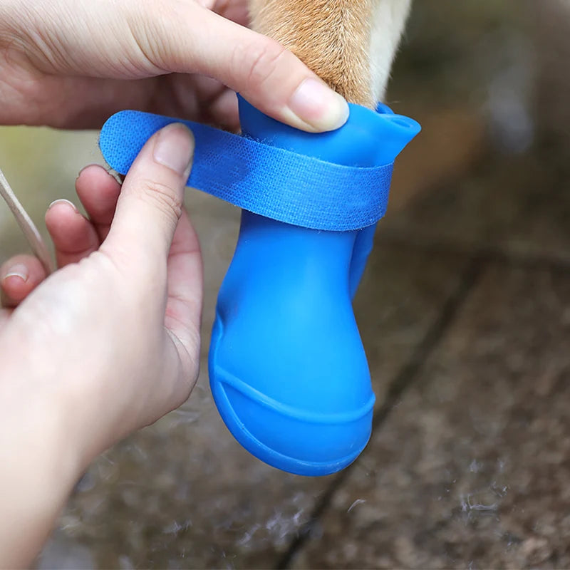 4Pcs Pet WaterProof Rainshoe Anti-slip Rubber Boot For Small Medium Large Dogs