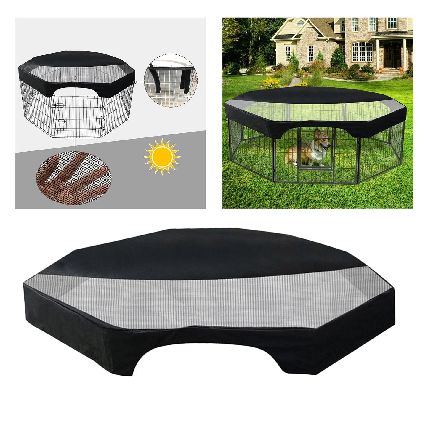 Octagon Pet Playpen Cover Portable Cage Cover Enclosure Dog Puppy Rabbit .