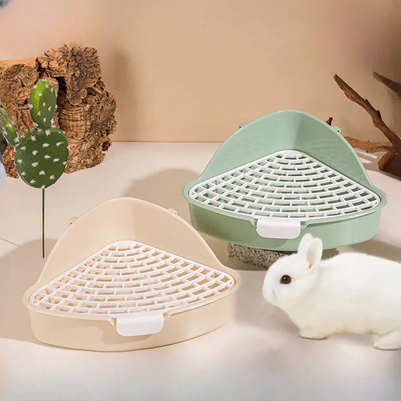 Triangle Potty Rabbit Toilet Pet Litter Box Plastic Corner also for Small Animals.