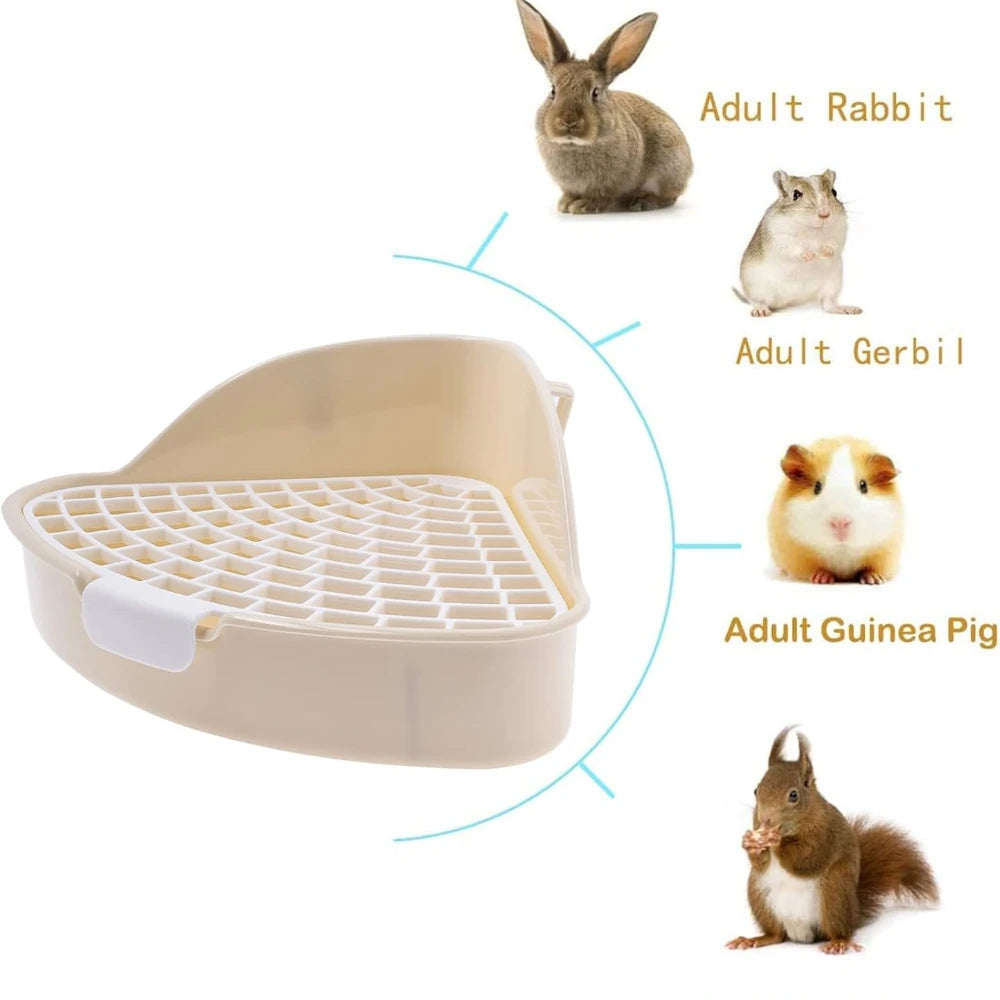 Triangle Potty Rabbit Toilet Pet Litter Box Plastic Corner also for Small Animals.