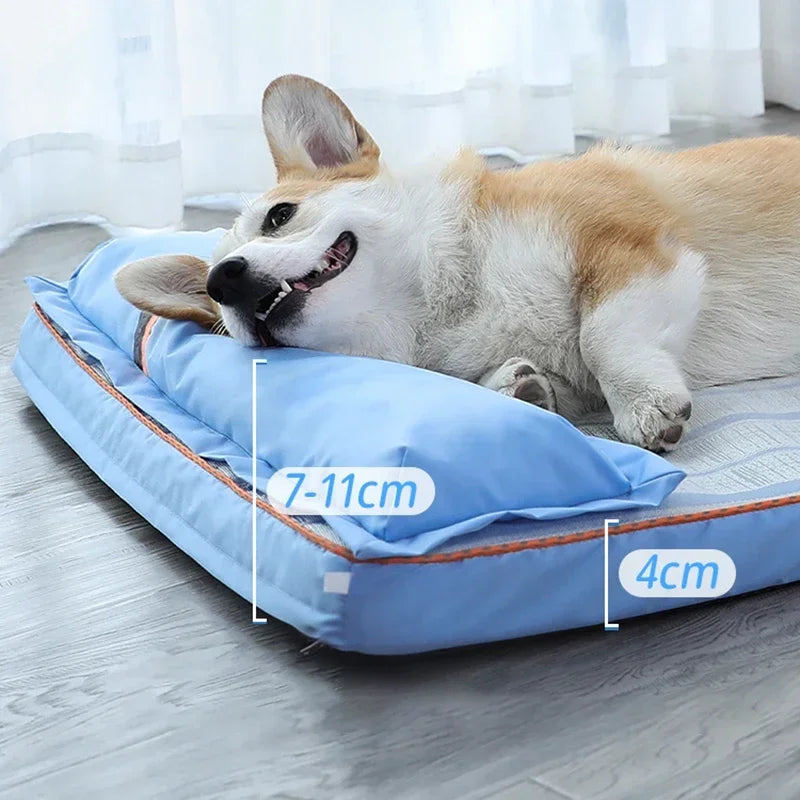 Summer Pet Cool Mattress Orthopedic Memory Foam Pet Sofa with Pillow Heat Dissipation .