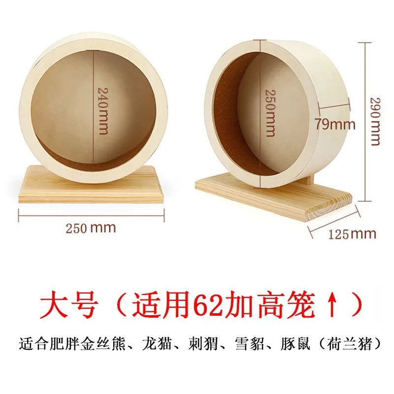 Hamster Wooden Running Wheel Golden Bear Silent with Stand Roller Exercise