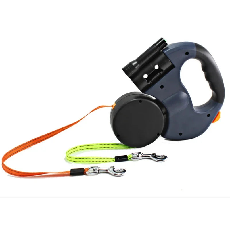 LED Automatic Retractable Traction Rope with Two-Headed and  Plastic Bag Box Dog Leash.