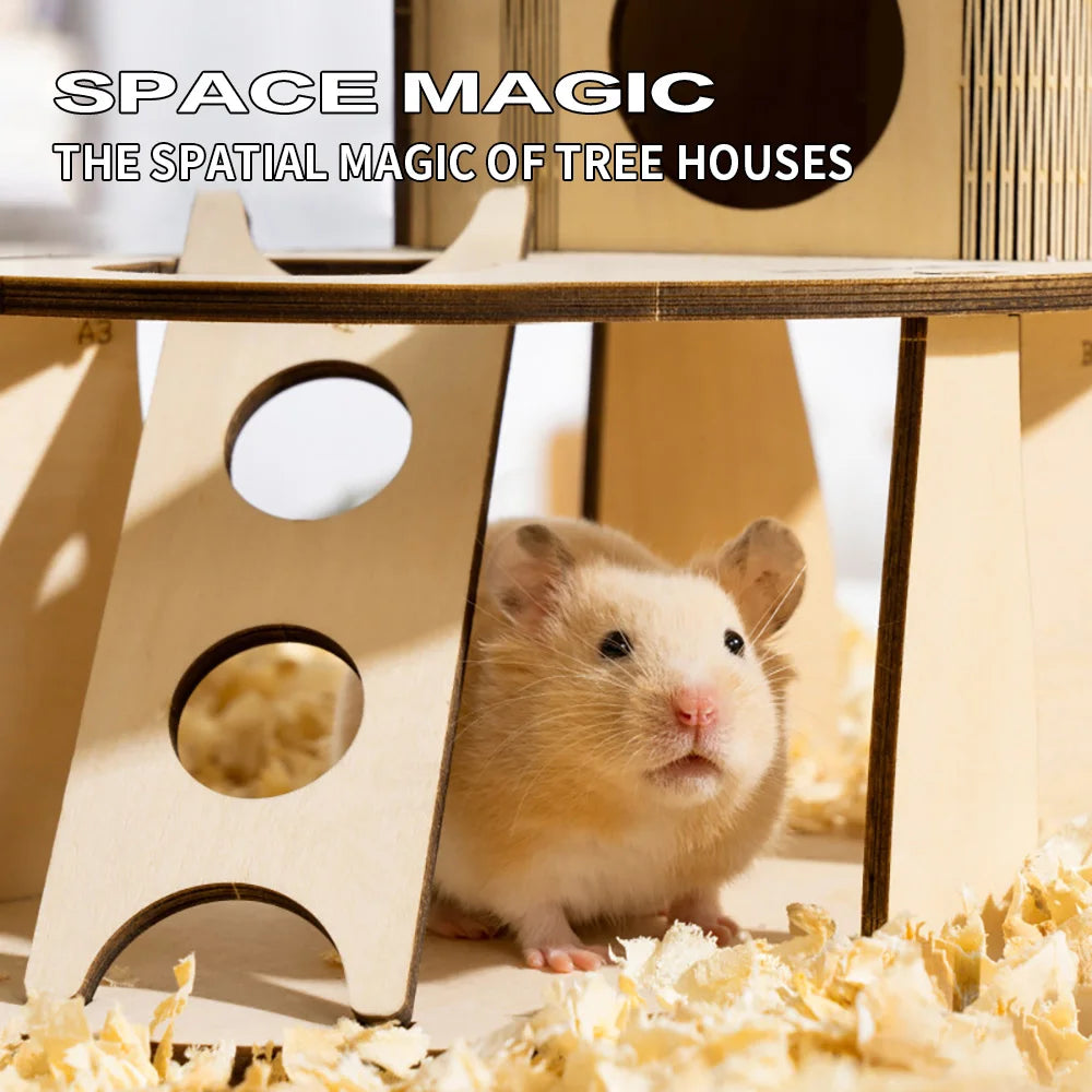 Hamster Cage Guinea Pig Tree House Climbing Shelter Toy Rodents Hideout'