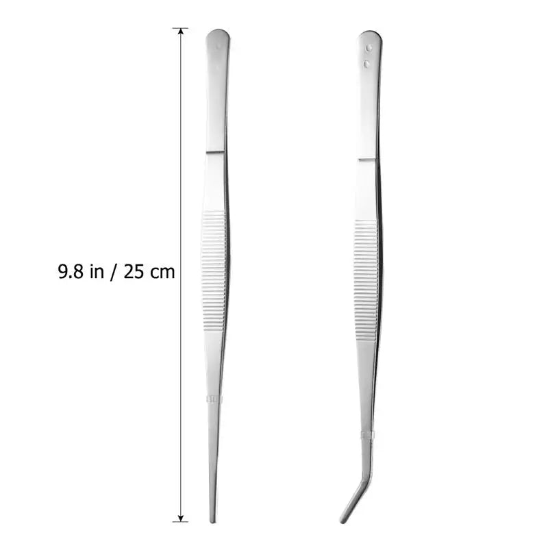 2PCS Bent Tip Tweezers For Reptiles