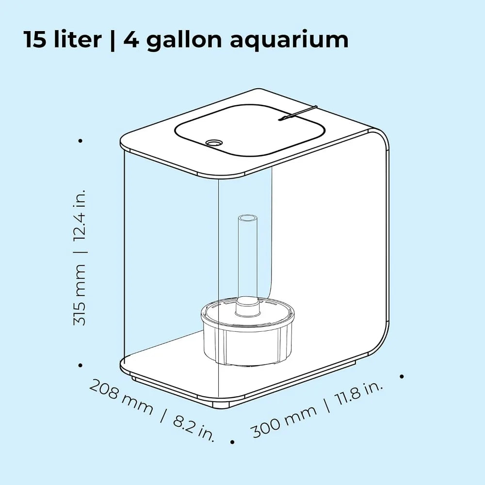 Acrylic Aquarium With White LED Light Modern Tank for Tabletop Display.