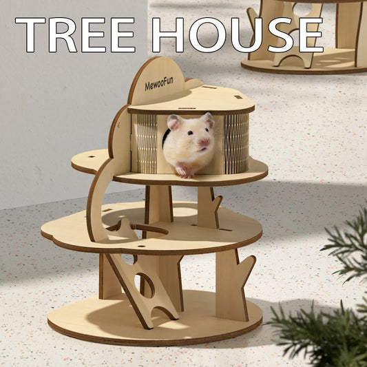 Hamster Cage Guinea Pig Tree House Climbing Shelter Toy Rodents Hideout'