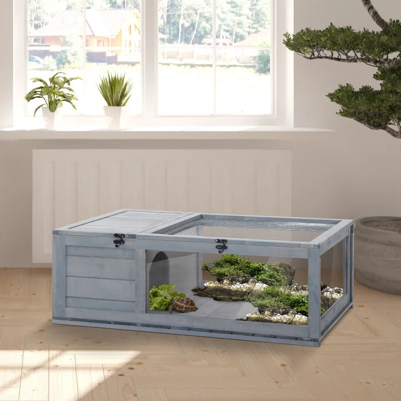 Wooden Tortoise House Indoor Turtle Habitat Enclosure.