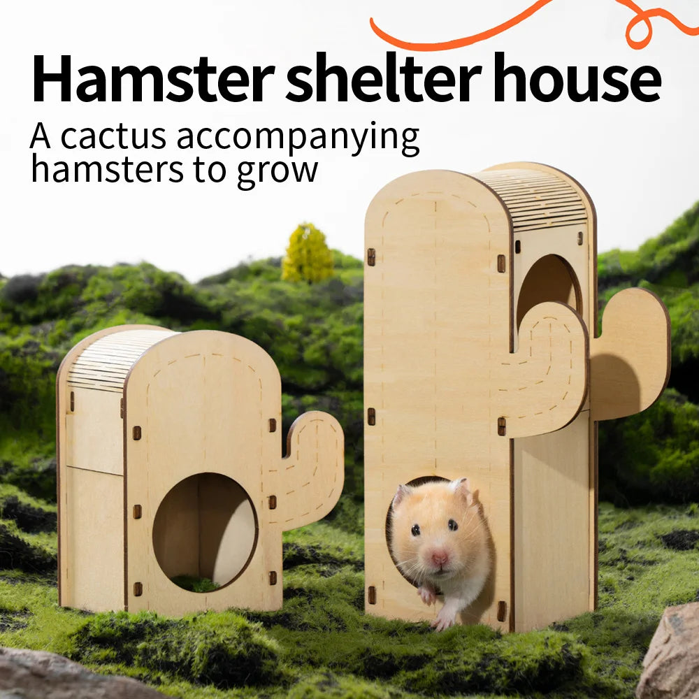 Small Pets Climbing Shelter Toys Rodents Hideout Wooden Nest.