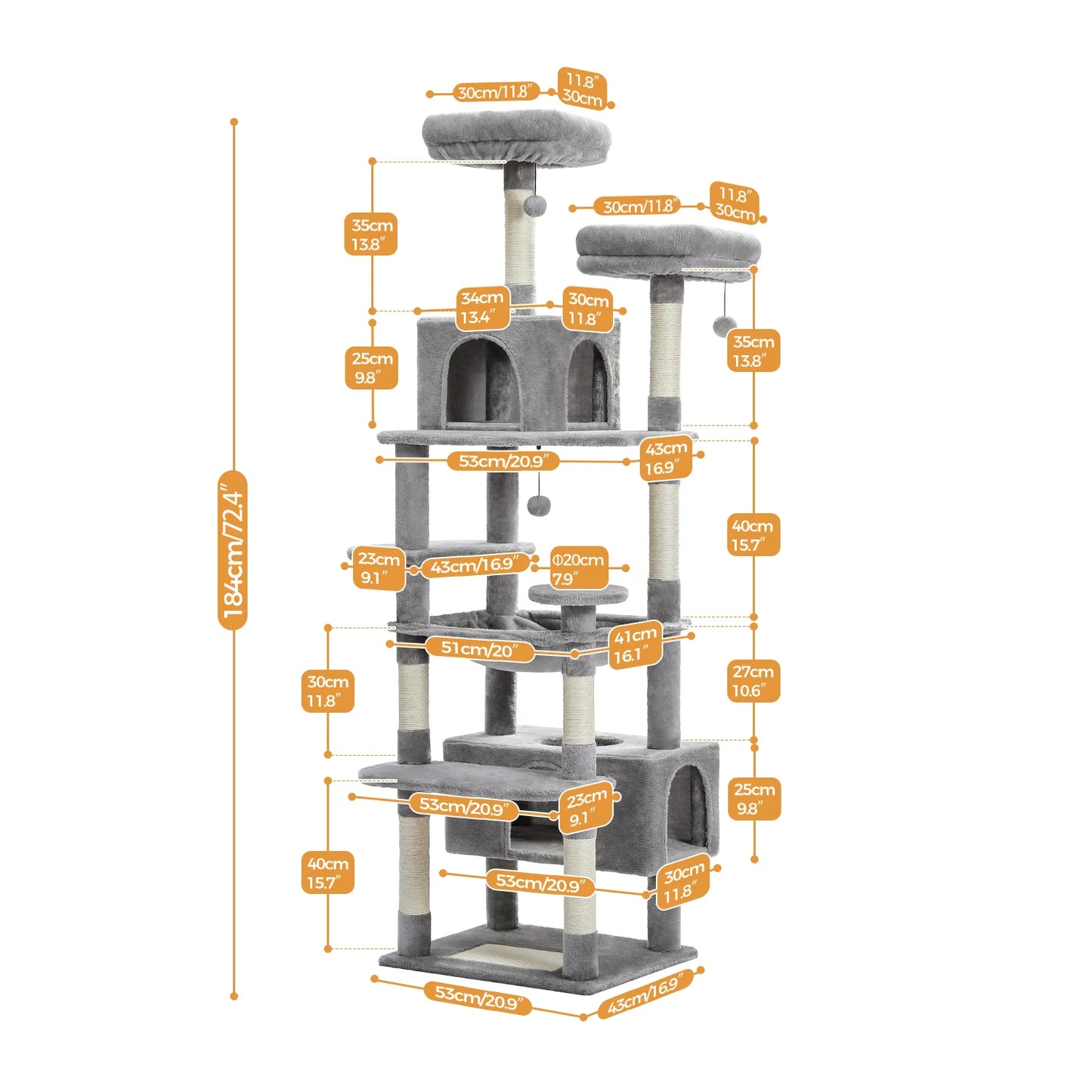 184cm Large Cat Tree and Tower for Indoor Cats.