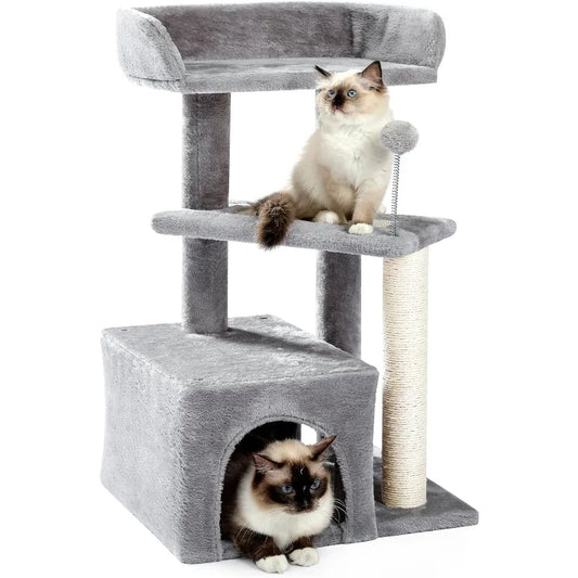 Made4Pets Cat Tree, Carpet Cat Tower for Indoors Cats, Cute Wood Kitty Condo