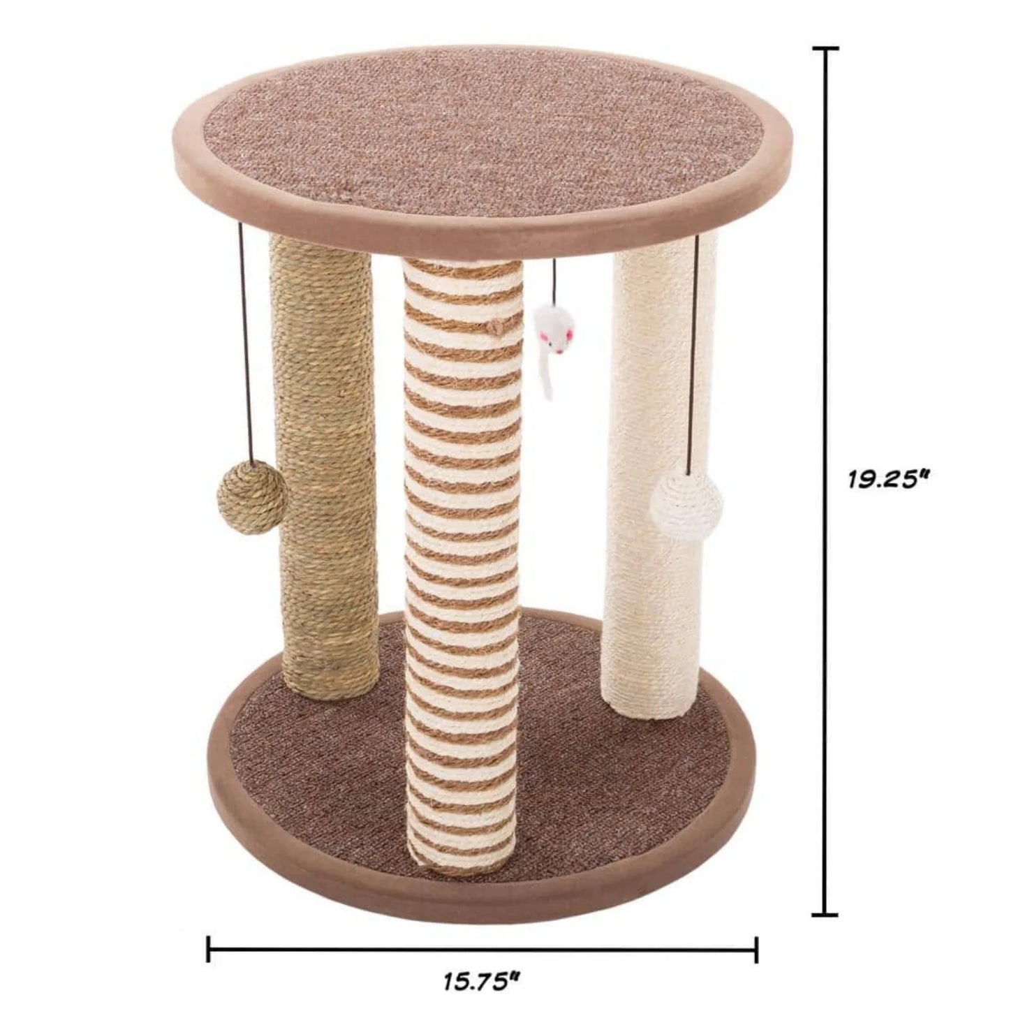 US Tan and Cream 3 Pole Cat Scratching Post with Perch