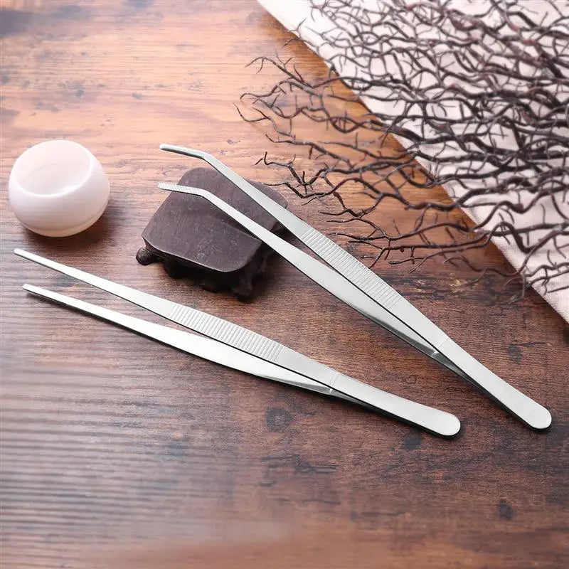 2PCS Bent Tip Tweezers For Reptiles