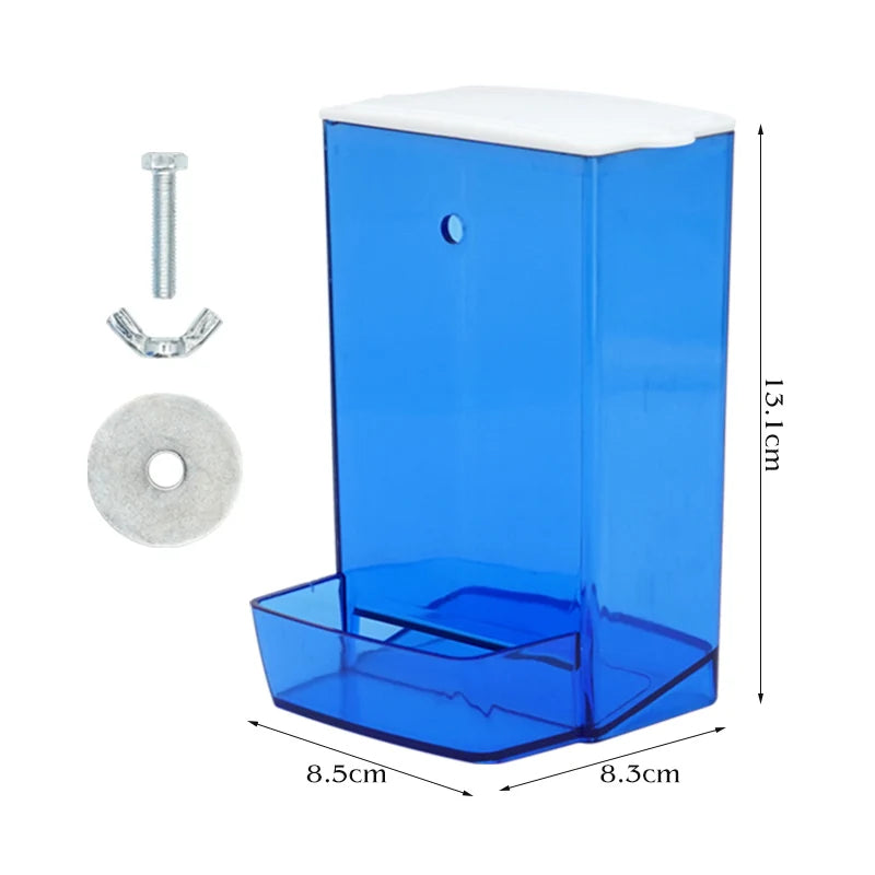 Parrots Birds Feeding Box Food Dispenser Antisplash Cage Screw Food Dispenser.