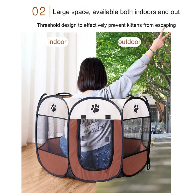 Portable Folding Outdoor Travel Pet Tent Cat/Dog Cage Easy Operation .