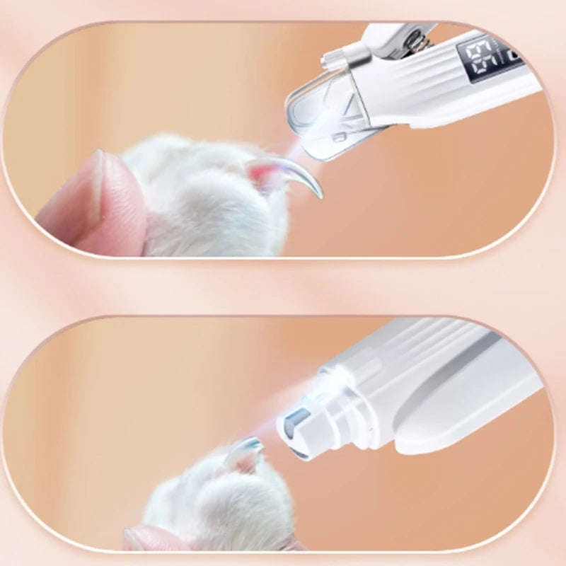 2 In 1 Electric Pet Nail Grinder Led Light Cat Dogs Nail Clippers USB Rechargeable