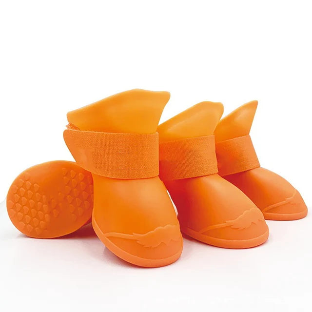 4Pcs Pet WaterProof Rainshoe Anti-slip Rubber Boot For Small Medium Large Dogs