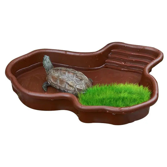 Turtle Feeding Dish Reptile Bathing Pool With Ramp And Basking PlatformS.