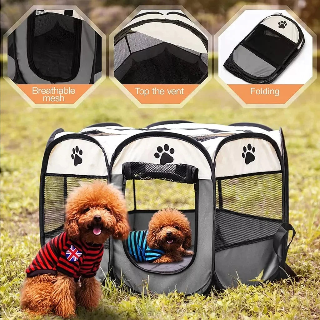 Portable Folding Outdoor Travel Pet Tent Cat/Dog Cage Easy Operation .