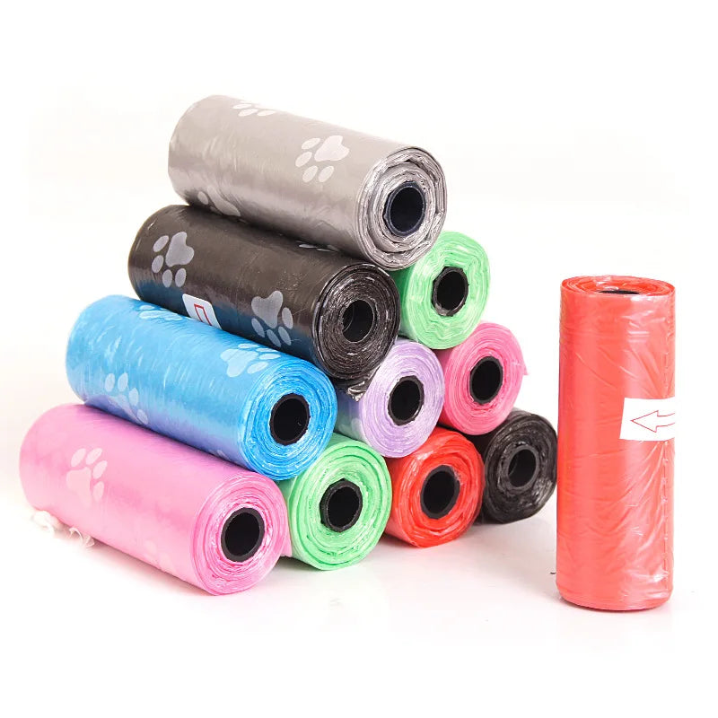 10 Rolls of Colored Paw Graphics! Eco-Friendly, Leak-Proof Dog Poop Bags.