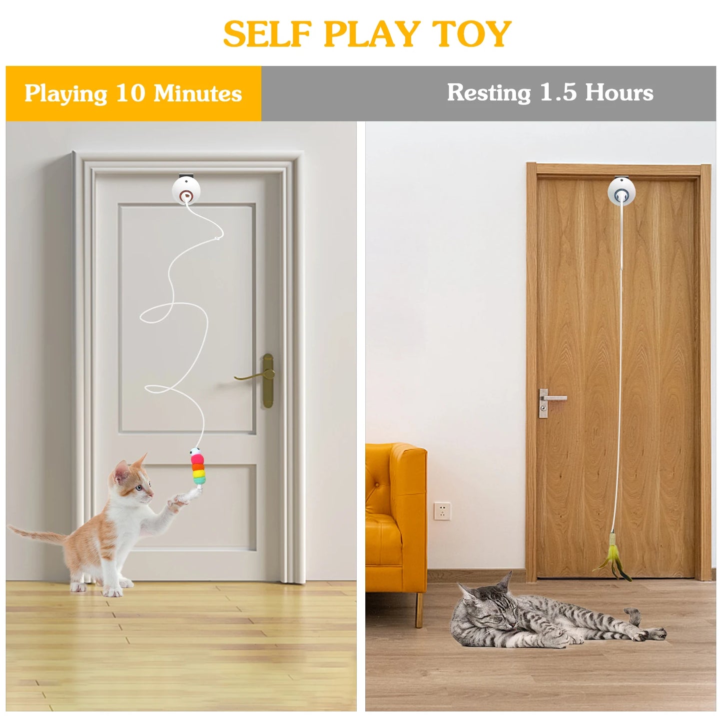 Interactive Cat Feather Toys, Hanging Electric Cat Toys for Indoor Cats.